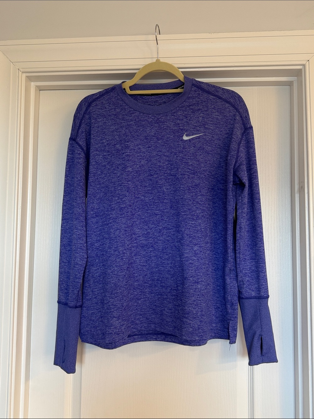Nike Running Womens Long Sleeve Crewneck Top Size Large Heather Purple Dri Fit
